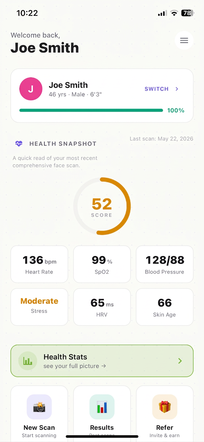Vital Bio-Scanner health snapshot